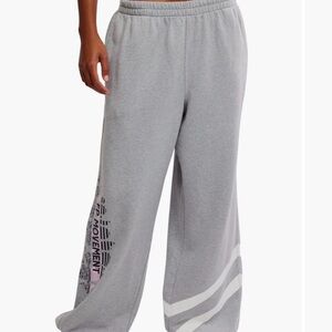 Free People Gray Track Pants with Pink Accents